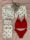 Love Night Suit & Bra Penty Set Combo for Women's