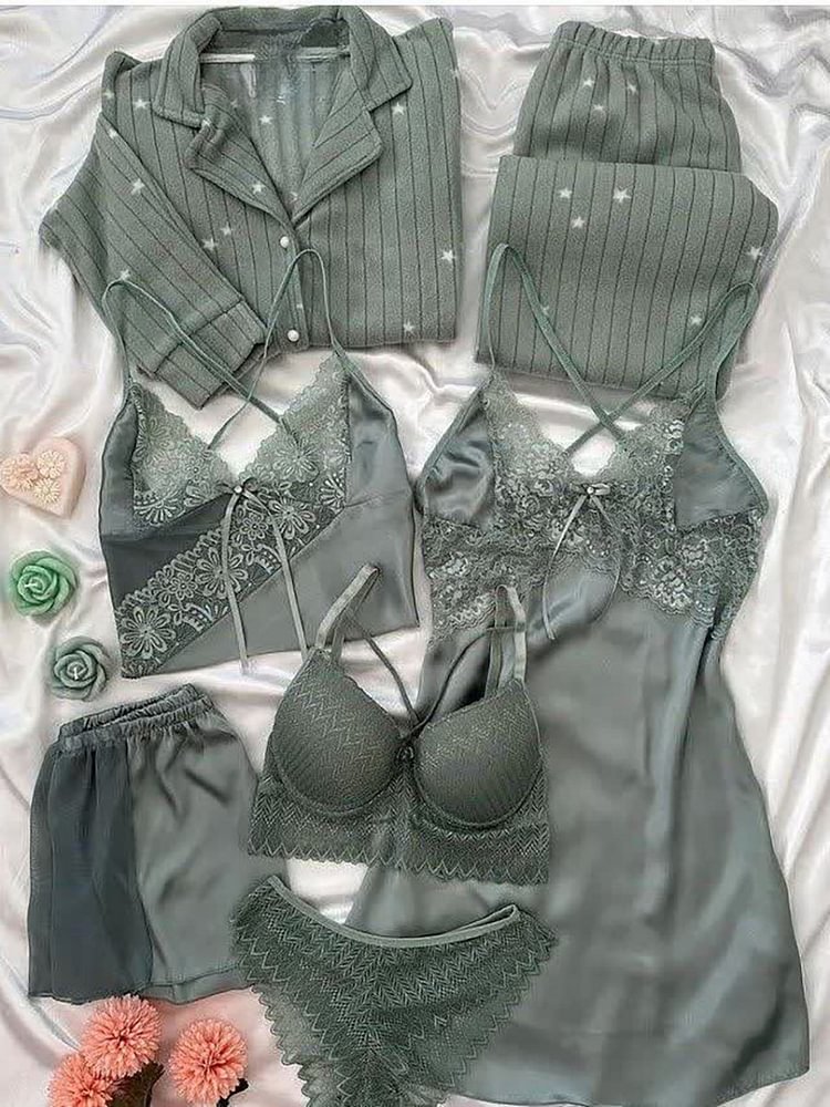 Fancy Night Suit & Bra Penty Set Combo for Women's